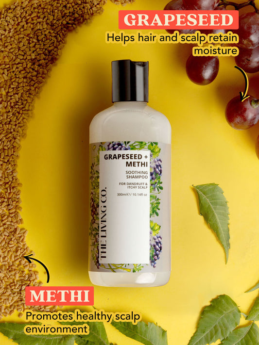 Soothing Shampoo with GRAPESEED + METHI for Dandruff & Itchy Scalp - 300ml